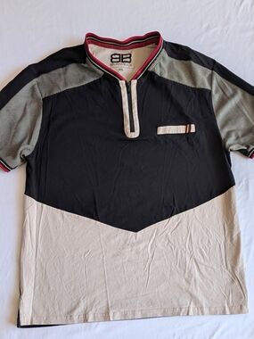 Benjamin Black Men's XXL Colorblock 1/4 Zip Polo Shirt Short Sleeve